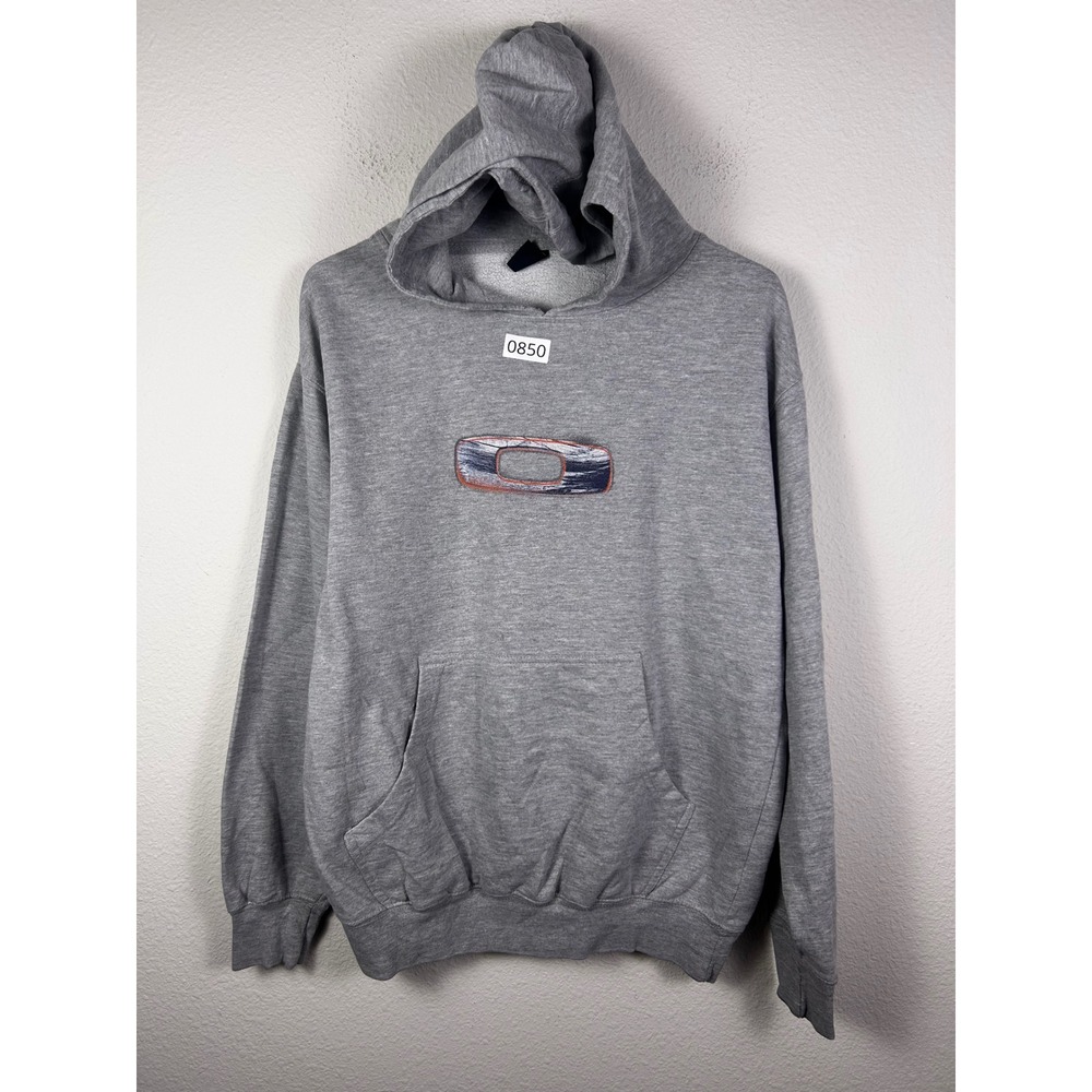 Oakley Mens Pullover Hoodie Gray Embroidered Logo Sweatshirt Size M